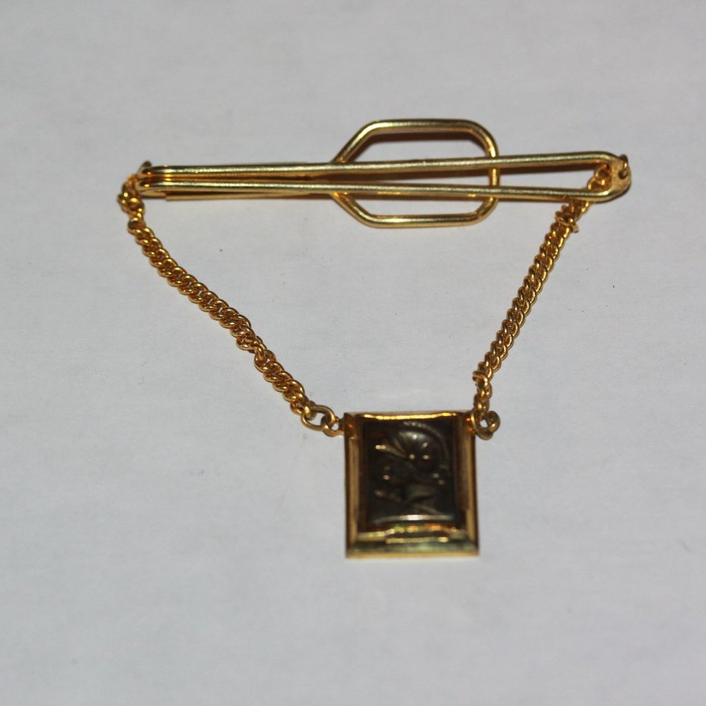 Vintage gold toned Roman soldier Hanging Tie Bar  #29